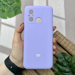 قاب گوشی Redmi 12C - Poco C55 - Redmi 11A شیائومی سیلیکونی پاک کنی اورجینال داخل پارچه ای محافظ لنزدار رنگ یاسی کد 73438