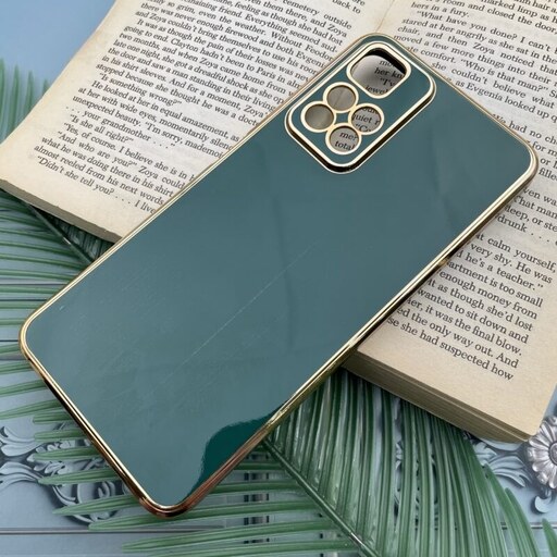 قاب گوشی Redmi Note 11 Pro Plus شیائومی ژله ای مای کیس طرح Gold Line دور طلایی محافظ لنز دار سبز کد 58859