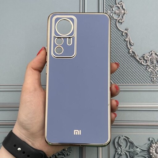 قاب گوشی Xiaomi 12T - Xiaomi 12T Pro- Redmi K50 Ultra شیائومی ژله ای مای کیس طرح Gold Line دور طلایی آبی فیلی کد 40880