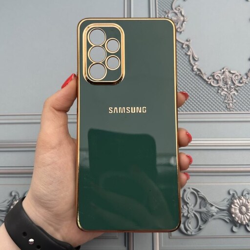 قاب گوشی Galaxy A53 سامسونگ ژله ای مای کیس طرح Gold Line دور طلایی محافظ لنز دار سبز کد 39637