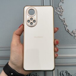 قاب گوشی Huawei Nova 9 - Honor 50 هوآوی ژله ای مای کیس طرح Gold Line دور طلایی محافظ لنز دار سفید کد 76265