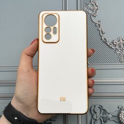 قاب گوشی Xiaomi 12 Lite شیائومی ژله ای مای کیس طرح Gold Line دور طلایی محافظ لنز دار سفید کد 33226