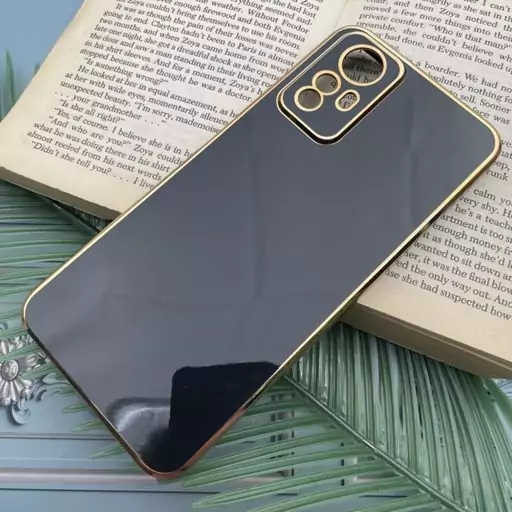 قاب گوشی Redmi Note 12S شیائومی ژله ای مای کیس طرح Gold Line دور طلایی محافظ لنز دار مشکی کد 35771