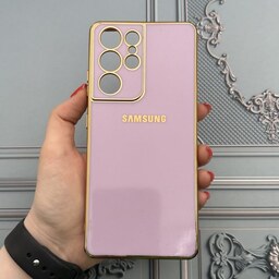 قاب گوشی Galaxy S21 Ultra سامسونگ ژله ای مای کیس طرح Gold Line دور طلایی محافظ لنز دار یاسی کد 97992