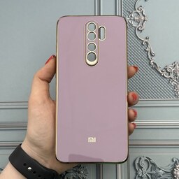 قاب گوشی Redmi Note 8 Pro شیائومی ژله ای مای کیس طرح Gold Line دور طلایی محافظ لنز دار بنفش کد 86140