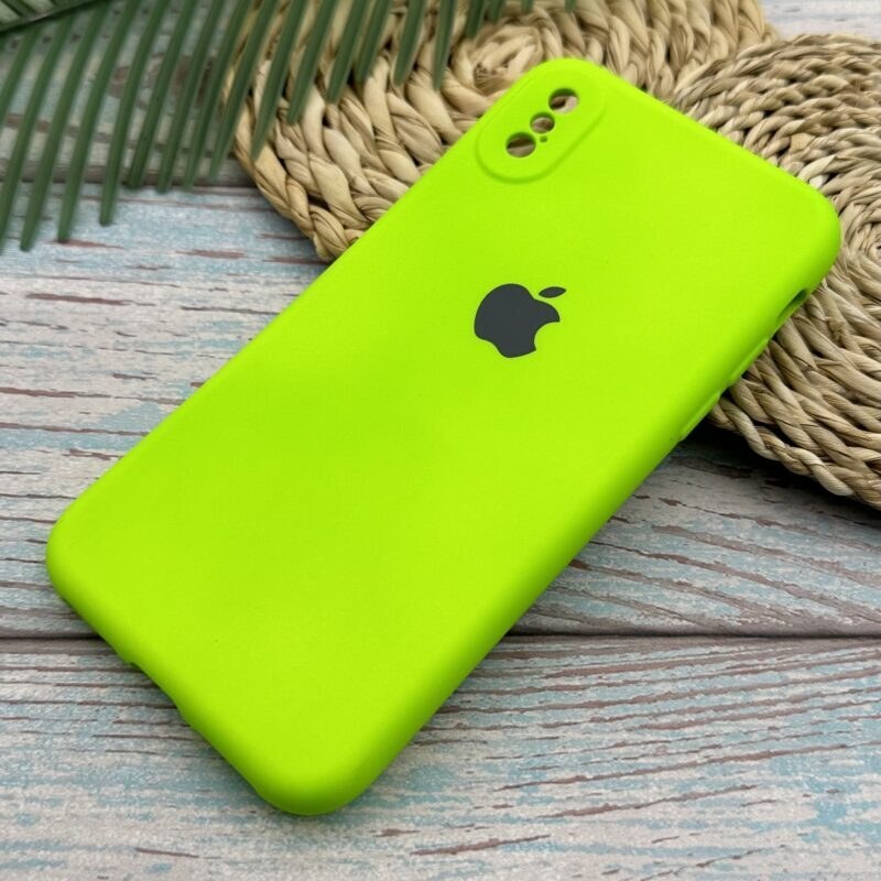 قاب گوشی iPhone X - iPhone XS آیفون سیلیکونی High-Copy محافظ لنز دار سبز فسفری کد 16611