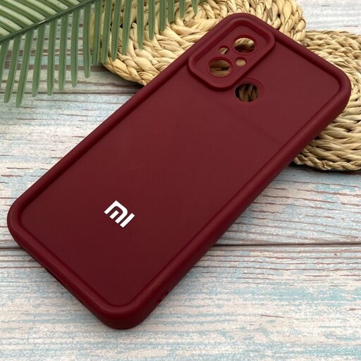 قاب گوشی Redmi 12C - Poco C55 - Redmi 11A شیائومی سیلیکونی اورجینال Solid Case ضد ضربه محافظ لنز دار زرشکی کد 65829