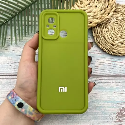 قاب گوشی Redmi 12C-Poco C55-Redmi 11A شیائومی سیلیکونی اورجینال Solid Case ضد ضربه محافظ لنز دار سبز فسفری کد 82713