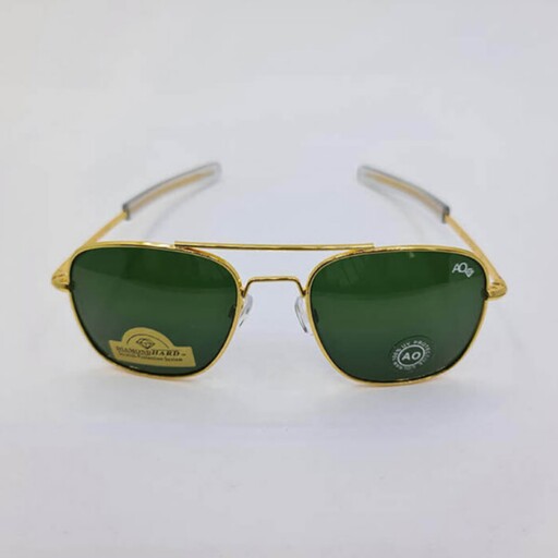 عینک آفتابی امریکن اپتیکال AO  شیشه سبز فریم طلایی سایز52