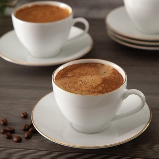 سرویس  قهوه  خوری  دانمارکی  12پارچه لب  طلا  چینی  مقصود  درجه 1  