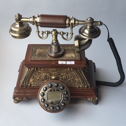 تلفن رو میزی کلاسیک چوبی طرح دار انتیک 007