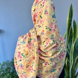روسری زیبای طرح بهار قواره 120 جنس  نخی با کیفیت منگوله دار