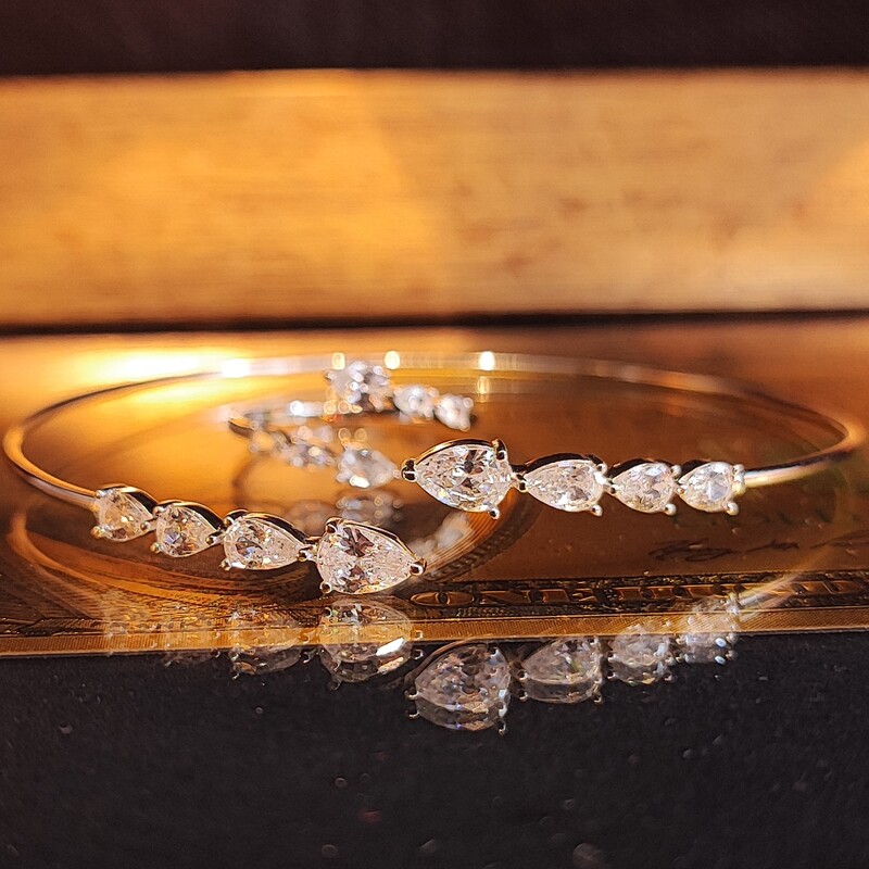 ست دستبند انگشتر نقره زنانه روکش طلا سفید جواهری