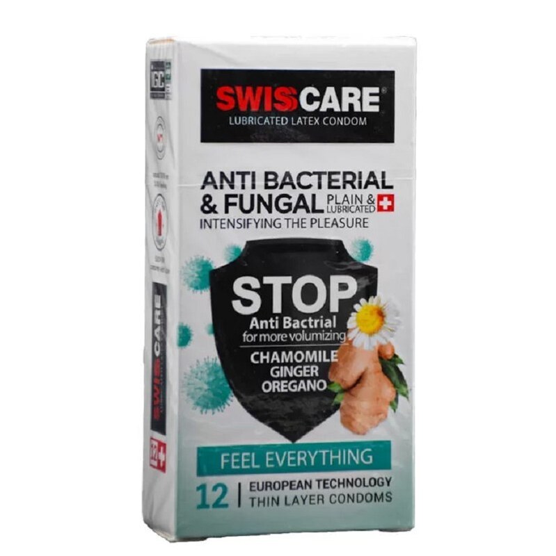 کاندوم ضد قارچ سوئیس کر Anti Bacterial Fungal بسته 12 عددی