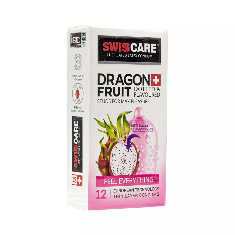 کاندوم خاردار سوئیس کر دراگون فروت Dragon Fruit بسته 12 عددی