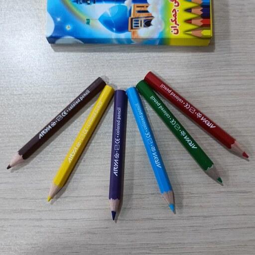مداد رنگی کوتاه 6 رنگ جمکران (آریا)