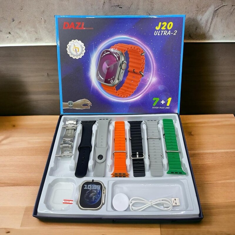 پک ساعت هوشمند Dazl J20 به همراه 7 بند و 2 گلس و شارژر وایرلس