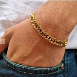 دستبند زنانه مردانه استیل کارتیر دوبل طلایی