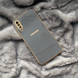 قاب گوشی Galaxy A30S - Galaxy A50S - Galaxy A50 سامسونگ طرح ژله ای مای کیس گلد لاین دور طلایی محافظ لنز دار مشکی