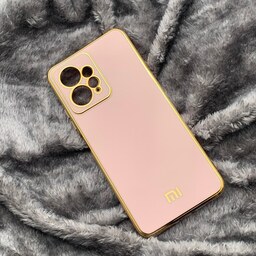 قاب گوشی Xiaomi Redmi Note 12 4G شیائومی طرح ژله ای مای کیس گلد لاین دور طلایی محافظ لنز دار گلبهی 