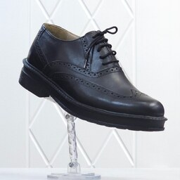 کفش مردانه  مجلسی بندی هشترک چرم طبیعی مشکی کد163