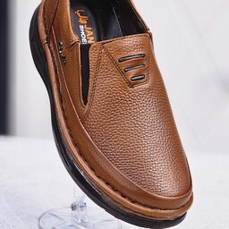کفش مردانه  اسپرت کلارک طبی بی بند چرم طبیعی عسلی کد153