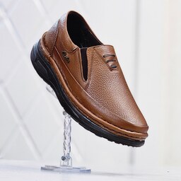 کفش مردانه اسپرت راحتی  کلارک بی بند چرم طبیعی عسلی کد329