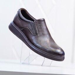 کفش مردانه کلاسیک بی بند قهوه ای چرم طبیعی کد203
