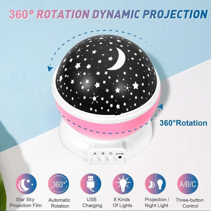 چراغ خواب کودک ماه و ستاره استار مستر مدل 360 درجه رنگبندی