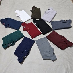 پیراهن مردانه  اندامی ساده جیبدار سایز L XL 2XL 3Xl  دارای کمی کشسانی برای خوش فرمی و راحتی توی تن