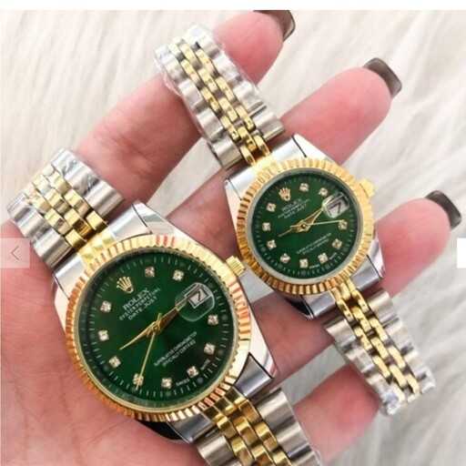 ساعت ست کامل مردانه کامل رولکس rolex استیل همراه دستبند ، گردنبند و حلقه