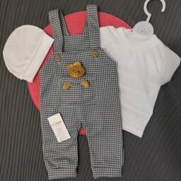 سرهمی سه تیکه اسپرت خرسی بچگانه در سایز 1و 2و3 لباس نوزادی لباس بچگانه مجلسی