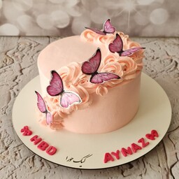 مینی کیک تولد پروانه ای کیک تولد دخترانه کیک خامه ای خانگی با فیلینگ مخصوص ارسال پس کرایه 