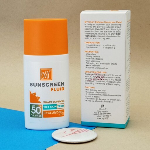 ضد آفتاب فلوئید مای مدل هیالورونیک اسید SPF 50 حجم 50 میلی لیتری