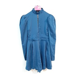 لباس مجلسی زنانه رامپر سرهمی مجلسی زنانه ساتن آبی سایز S برند DYNAMITE (ارسال رایگان)