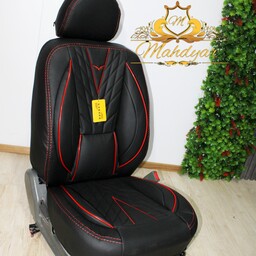 روکش صندلی پراید132.131چرم دیسک دارمشکی قرمز سوپر VIPدرجه یک الگوی عالی و برند شرکتی مدل90به بالا  