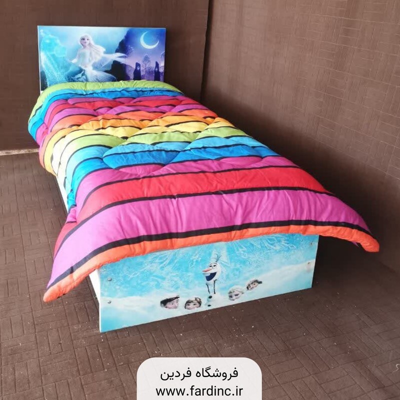 تخت خواب یک نفره (عرض 90) مدل السا و آنا فروزن - رنگبندی 20 عددی