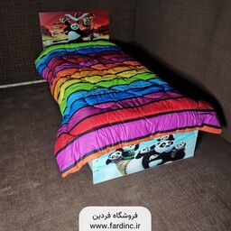 تخت خواب یک نفره (عرض 90) مدل پاندای کنگ فو کار - رنگبندی 20 عددی
