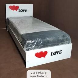 تخت خواب یک نفره (عرض 90) مدل عشق یا لاو - رنگبندی 20 عددی