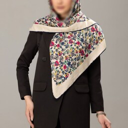 روسری نخی گارزا شکوفه رنگ کرمی-شیری-آبی-سرخابی-زرد-طوسی