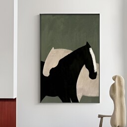 تابلو نقاشی اسب عاشق کاربارنگ اکرولیک وکاردست