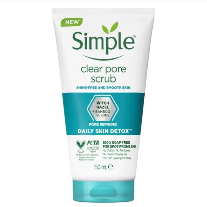 اسکراب روزانه صورت پاک کننده منافذ پوست چرب سیمپل 150ml  Simple Daily Skin Detox Pore Polishing Scrub 