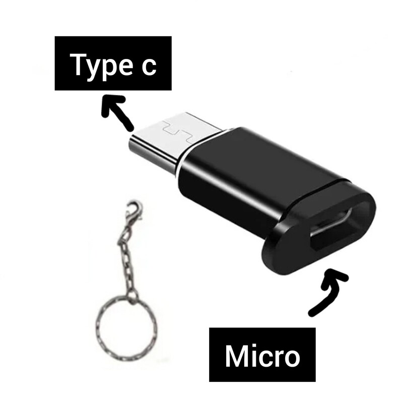 تبدیل میکرو به تایپ سی فست شارژ و با قابلیت انتقال داده کیفیت خوب - ( تبدیل میکرو به تایپ سی جاسوییچی زنجیردار )