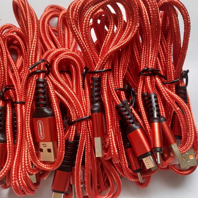 کابل شارژ کنفی میکرو Denmen رنگ قرمز مدل d02v کیفیت عالی ( صد در صد فست شارژ )