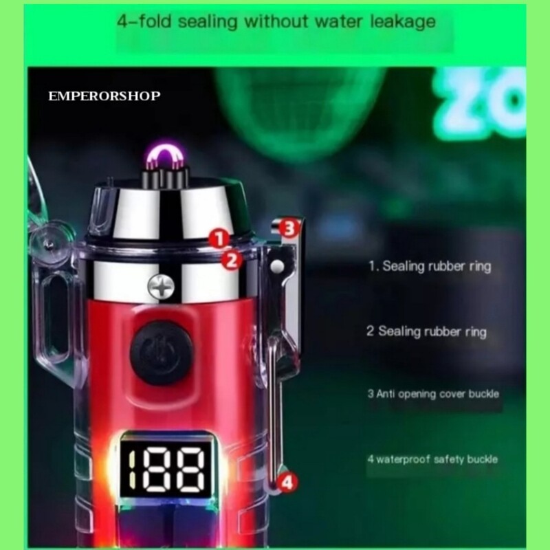 فندک الکتریکی پلاسما ضد آب ، شارژی چراغ قوه دار  فندک صاعقه ای پلاسمایی