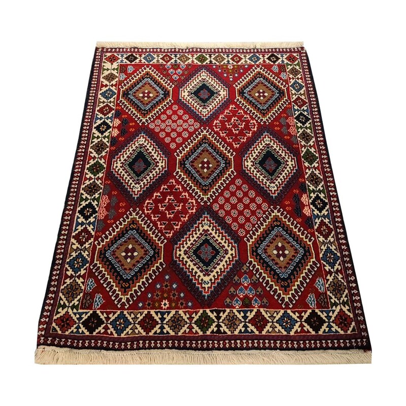 فرش دستباف یک و نیم متری طرح یلمه شیراز کد 152341