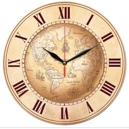 ساعت دیواری طرح نقشه قدیمی جهان قطر 30 سانتیمتر 