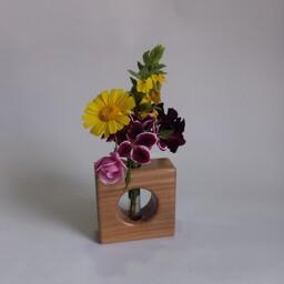 گلدان چوبی لوله آزمایشی   گلدان لوله آزمایش   جای گل   گلدان   گلدان رو میزی   گلدان دکوری 