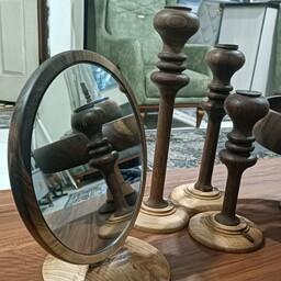 آینه و شمعدان چوبی