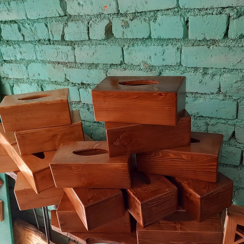 جعبه دستمال کاغذی تمام چوبی چوب روس